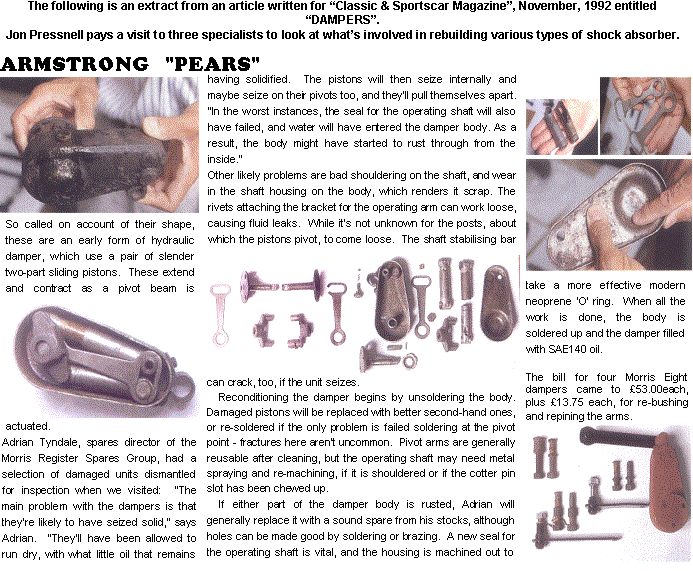 THE SPARES GROUP - Armstrong "Pear" Type Shock Absorbers